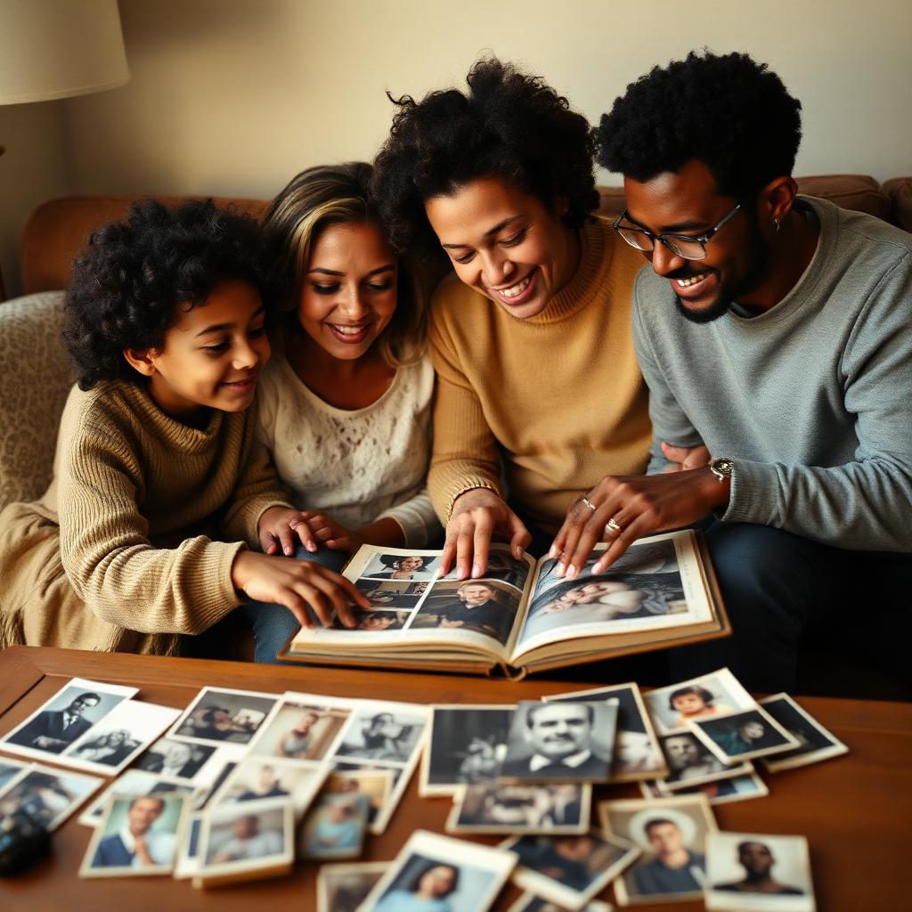 Stack of vintage family polaroids